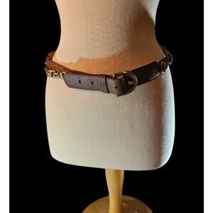 Vintage womens SZ M (36 inches) Talbot Leather Belt Western gold chain details